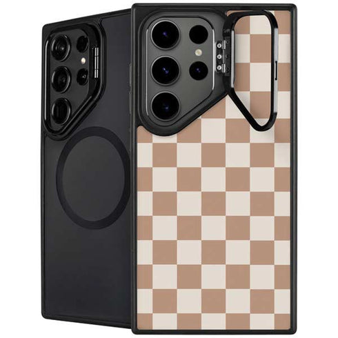 Neutral Checkered Galaxy S25 Ultra Kickstand Case